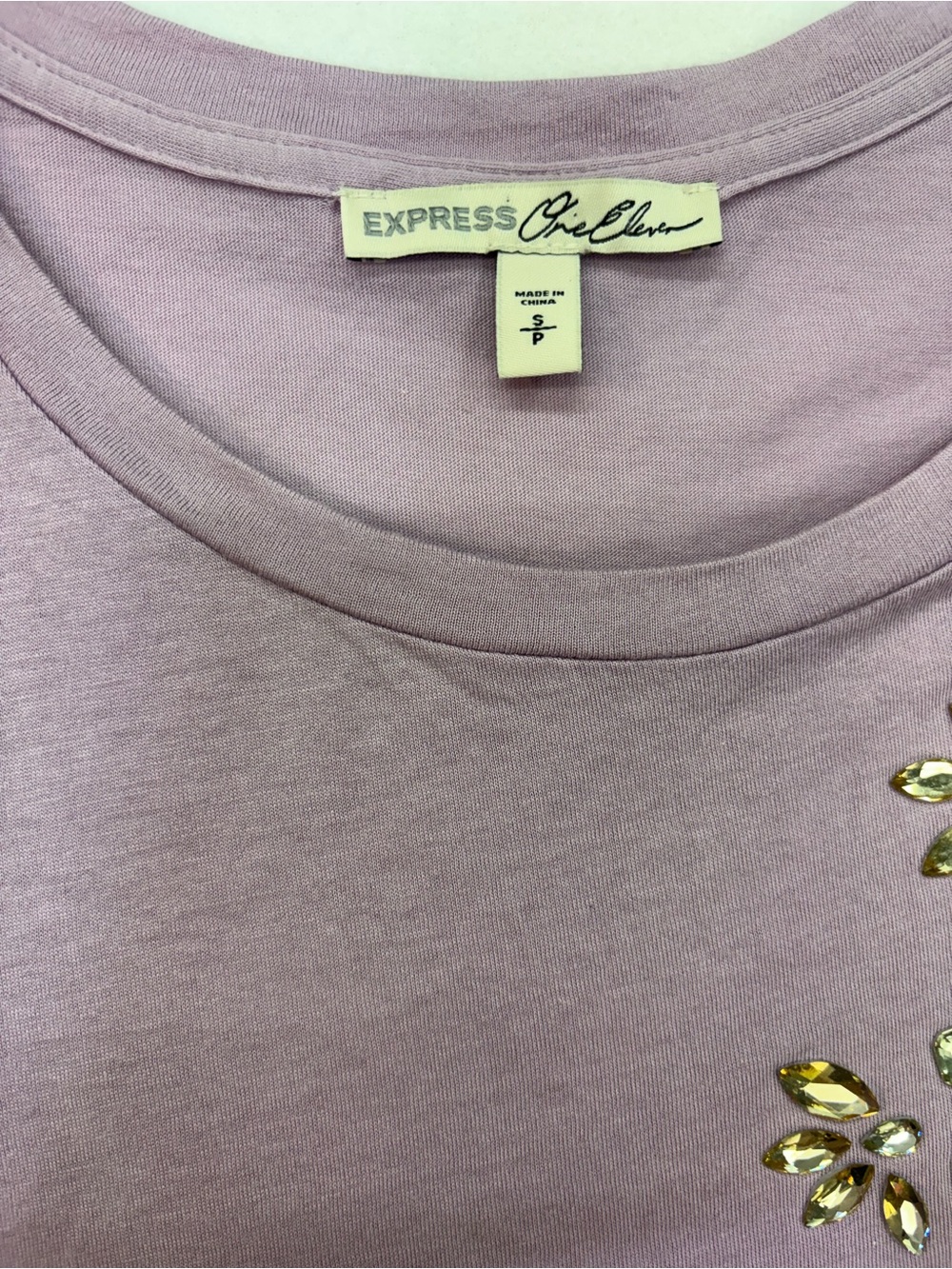 Express Lavender Short-Sleeve Tee with Gold Embellishments - Picture 3 of 5